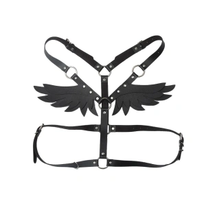 MDB Kanat Tasarımlı Deri Harness Gövde Aksesuarı Siyah