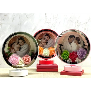 MDB Kişiye Özel Gül Desenli Fotoğraf Alanlı Ledli Çerçeve