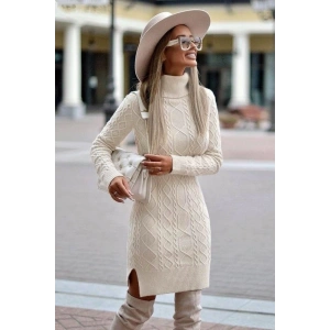 MDB Loren Yünlü Motifli Midi Boy Triko Elbise