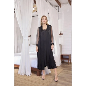 MDB MdbShop Dantelli Tüllü ve Dekolteli Saten Sabahlık Takımı