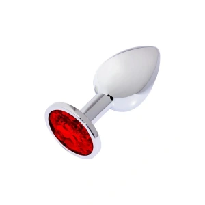 MDB Metal Elmas Taşlı Anal Plug Kırmızı Orta Boy