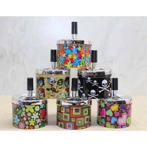 MDB Metal Renkli Basmalı Küllük Yuvarlak