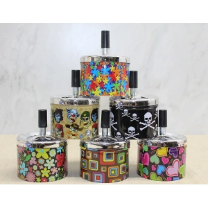 MDB Metal Renkli Basmalı Küllük Yuvarlak