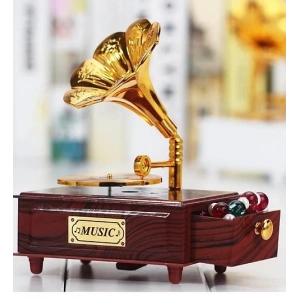 MDB Nostaljik Gramafon Hareketli Müzik Kutusu Çekmeceli N-28AL5