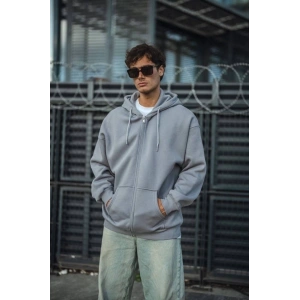 MDB Oversize Tam Fermuarlı Uzun Kol Hırka  Gri