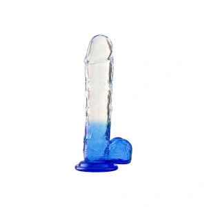 MDB Silikon Şeffaf Mavi Realistik Dildo 15 cm