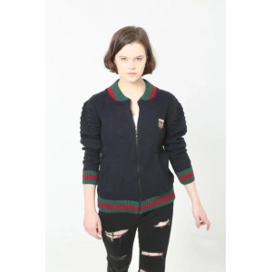 MDB Tam Fermuarlı Triko Hırka  acivert