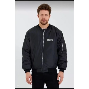 MDB Unisex Uzun Kol Baskılı Bomber Ceket  iyah