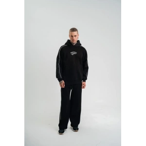 MDB Uzun Kol Kapşonlu Ara Biyeli Baggy Eşofman Takım  iyah