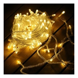 MDB Yılbaşı Aydınlatması 100 LED Perde Hortum Sıcak Beyaz Işık - 10 Metre Dekoratif Şeffaf Kablolu Süs