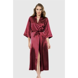 MDB MdbShop Bordo Uzun Saten Sabahlık