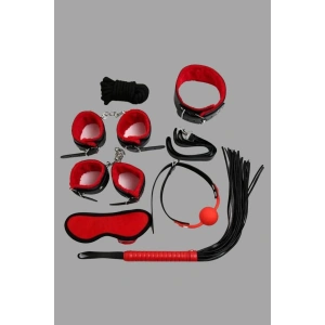MDB MdbShop Kırmızı/Siyah İçi Tüylü Deri 7li Harness Set