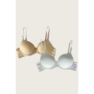 MDB MdbShop Ten-Beyaz 2li Mikro Kumaş İçi Boş Balenli Günlük Desteksiz Sütyen