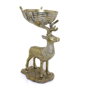 Metal Geyikli Kase 32 Cm Dekoratif Hediyelik