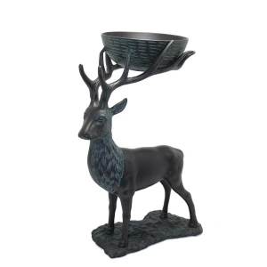 Metal Geyikli Kase 55 Cm Dekoratif Hediyelik