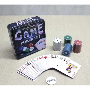 Metal Kutulu 80 Chip Ve 1 Adet İskambil Kağit Setine Sahip Poker Oyunu