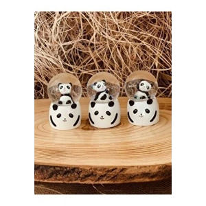Mini Boy Panda Kar Küresi Işıklı 6.5 cm Dekoratif Hediyelik