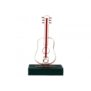 Obje Gitar Ahşap Standlı Biblo Dekoratif Ev Ofis Hediyelik