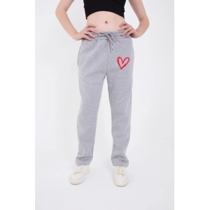 MDB Oversize Boru Paça Baskılı Eşofman Pantolon  Gri