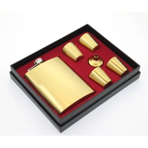 MDB Paslanmaz Çelik 4 Shot Bardaklı Matara Seti Gold