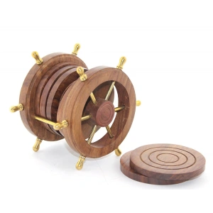 MDB Pirinç Dümenli Ahşap Bardak Altı