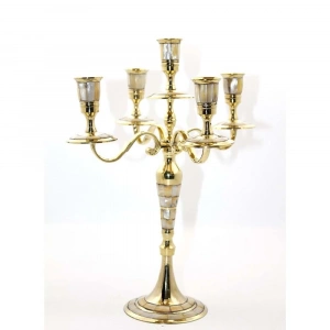 Pirinç Sedefli 5Li Şamdan