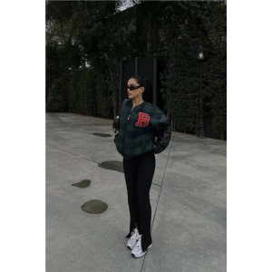 MDB Pötikare Desen Nakışlı Kolej Ceket  Haki