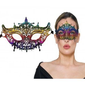 MDB Rengarenk Dantel Kesim Gökkuşağı Balo Maskesi