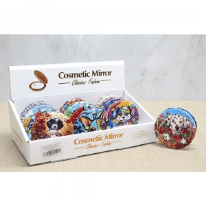 Sevimli Köpek Tasarımıyla Taş İşlemeli İnce El Aynası Yuvarlak