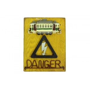 Tabela Tehlike Tranvay Figürlü Vintage Kapı Yazısı Hediyelik
