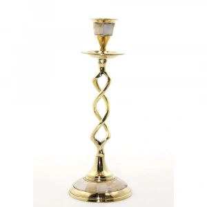 Tekli Pirinç Sedefli Şamdan