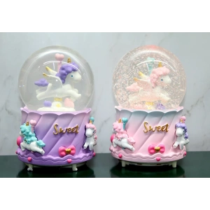 MDB Unicorn İçi Dönmeli Püskürtmeli Işıklı Müzikli Kar Küresi Büyük Boy