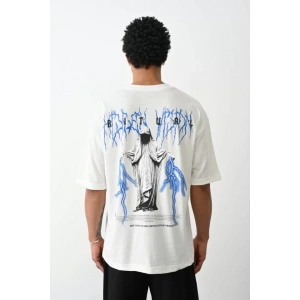 MDB Unisex Baskılı Oversize Thirt  Beyaz