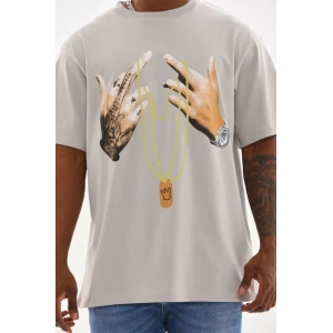 MDB Unisex Baskılı Oversize Thirt  Gri