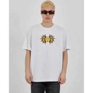 MDB Unisex Bisiklet Yaka Baskılı Oversize Thirt  Beyaz