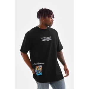 MDB Unisex Bisiklet Yaka Baskılı Oversize Thirt  iyah