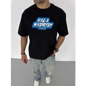 MDB Unisex Bisiklet Yaka Baskılı Oversize Thirt  iyah