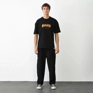 MDB Unisex Bisiklet Yaka Baskılı Oversize Thirt  iyah