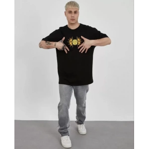 MDB Unisex Bisiklet Yaka Baskılı Oversize Thirt  iyah