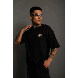 MDB Unisex Bisiklet Yaka Baskılı Oversize Thirt  iyah