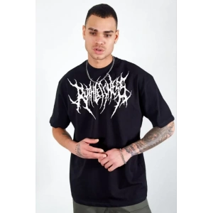 MDB Unisex Bisiklet Yaka Baskılı Oversize Thirt  iyah