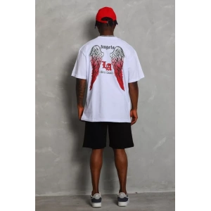 MDB Unisex Oversize Baskılı Bisiklet Yaka Thirt  Beyaz