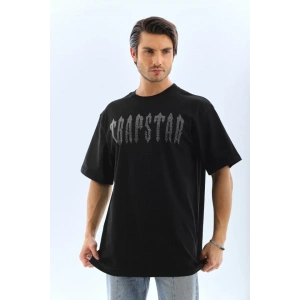 MDB Unisex Oversize Taşlı Bisiklet Yaka Thirt  iyah