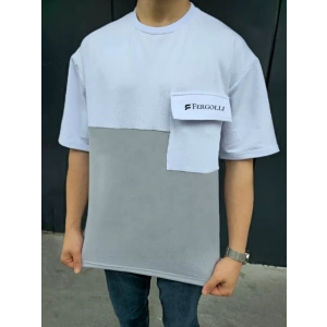 MDB Unisex Torba Cep Detaylı  Parçalı Thirt  Gri