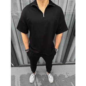 MDB Unisex Yarım Fermuarlı Basic Thirt  iyah