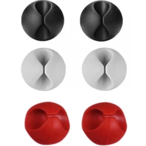 Yapışkanlı Kablo Sabitleyici Düzenleyici 6lı Paket (2 Beyaz-2 Kırmızı-2 Siyah)