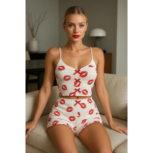 MDB MdbShop Dudak Desenli Şortlu Pijama Takımı