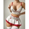 MDB MdbShop Beyaz Bustiyer ve Mini Etekli Fantezi Hemşire Kostümü