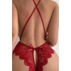 MDB MdbShop Kırmızı Özel Bölgesi Açık Fiyonklu Dantel Fantezi Body
