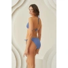 MDB MdbShop Özel Tasarım Fitilli Boyundan Bağlamalı Mavi Üçgen Bikini Takımı